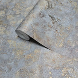 M13031 Dark Gray bronze metallic faux mud plaster distressed textured modern Wallpaper

