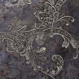 M13032 Gray bronze gold metallic Victorian damask faux concrete textured Wallpaper 3D