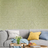 M13039 Wheat pancho golden tan beige Victorian damask faux fabric textured Wallpaper 3D
