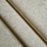 M13039 Wheat pancho golden tan beige Victorian damask faux fabric textured Wallpaper 3D
