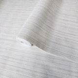 M13046 Ivory off white gold metallic faux thread stria lines fabric textured Wallpaper