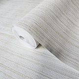 M13046 Ivory off white gold metallic faux thread stria lines fabric textured Wallpaper