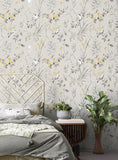 M1551 Mariko Grey Botanical Wallpaper