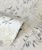 M1551 Mariko Grey Botanical Wallpaper