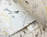 M1551 Mariko Grey Botanical Wallpaper