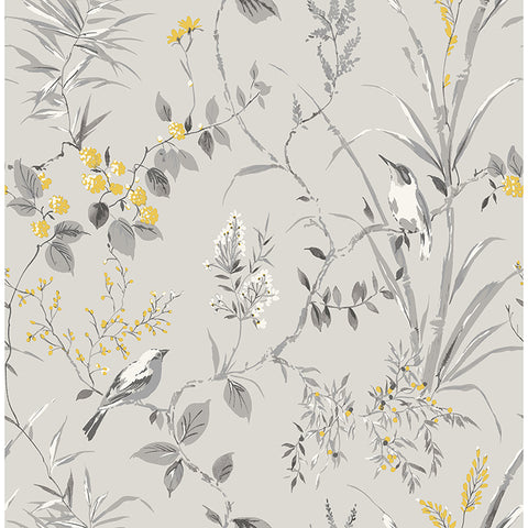 M1551 Mariko Grey Botanical Wallpaper