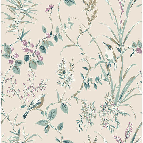 M1554 Mariko Teal Botanical Wallpaper
