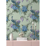 M1660 Golden Pheasant Sage Floral Wallpaper