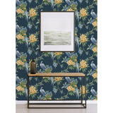 M1661 Golden Pheasant Dark Blue Floral Wallpaper