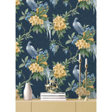 M1661 Golden Pheasant Dark Blue Floral Wallpaper