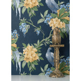 M1661 Golden Pheasant Dark Blue Floral Wallpaper