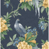 M1661 Golden Pheasant Dark Blue Floral Wallpaper
