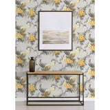 M1662 Golden Pheasant Grey Floral Wallpaper
