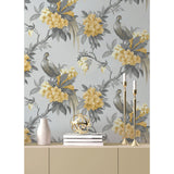 M1662 Golden Pheasant Grey Floral Wallpaper