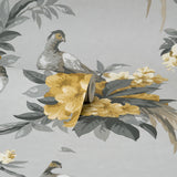 M1662 Golden Pheasant Grey Floral Wallpaper