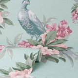 M1663 Golden Pheasant Aqua Floral Wallpaper