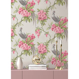 M1664 Golden Pheasant Rose Floral Wallpaper