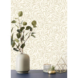 M1668 Salix Beige Leaf Wallpaper