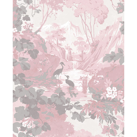 M1676 Eden Pink Crane Lagoon Wallpaper