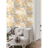 M1678 Eden Mustard Crane Lagoon Wallpaper