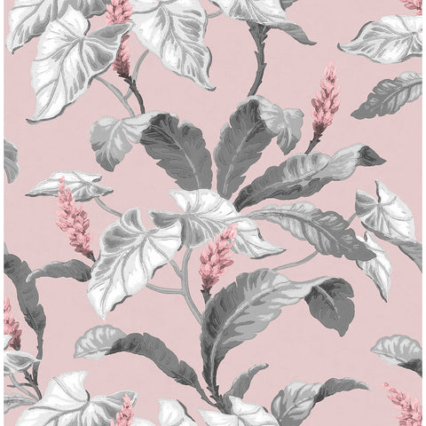 M1690 Meridian Parade Pink Tropical Leaves Wallpaper