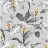M1691 Meridian Parade Grey Tropical Leaves Wallpaper
