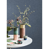M1701 Glen Dark Blue Linen Wallpaper