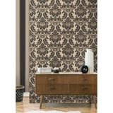 M1703 Windsor Black Damask Wallpaper