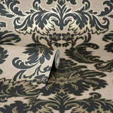 M1703 Windsor Black Damask Wallpaper