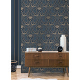 M1704 Windsor Blue Damask Wallpaper