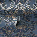 M1704 Windsor Blue Damask Wallpaper