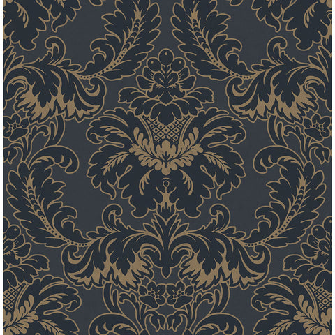 M1704 Windsor Blue Damask Wallpaper