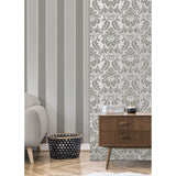  M1709 Rydia Grey Stripe Wallpaper