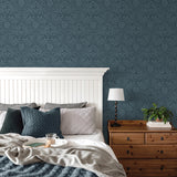 M1745 Camille Navy Damask Wallpaper