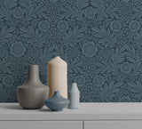 M1745 Camille Navy Damask Wallpaper