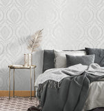 M1756 Estelle Grey Damask Wallpaper
