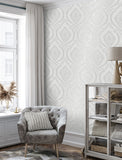 M1756 Estelle Grey Damask Wallpaper