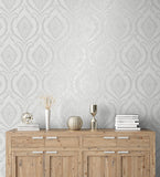 M1756 Estelle Grey Damask Wallpaper