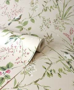 M1855 Mariko Neutral Botanical Wallpaper – wallcoveringsmart