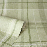 M1865 Harris Green Plaid Chevron Wallpaper