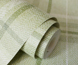 M1865 Harris Green Plaid Chevron Wallpaper