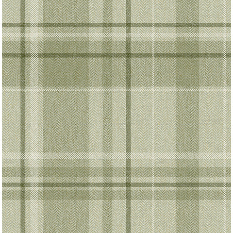 M1865 Harris Green Plaid Chevron Wallpaper