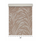 M23003 Floral Taupe Gray copper metallic palm tree leaves branches textured wallpaper
