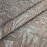 M23003 Floral Taupe Gray copper metallic palm tree leaves branches textured wallpaper
