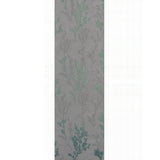 M23013 Gray green metallic botanical plants branches faux fabric textured wallpaper 3D