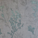 M23013 Gray green metallic botanical plants branches faux fabric textured wallpaper 3D