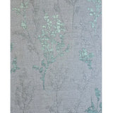 M23013 Gray green metallic botanical plants branches faux fabric textured wallpaper 3D