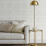 M23046 Gray silver metallic Moroccan lace ornamental damask textured wallpaper rolls 3D
