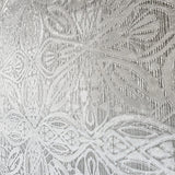 M23046 Gray silver metallic Moroccan lace ornamental damask textured wallpaper rolls 3D
