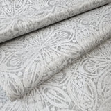 M23046 Gray silver metallic Moroccan lace ornamental damask textured wallpaper rolls 3D
